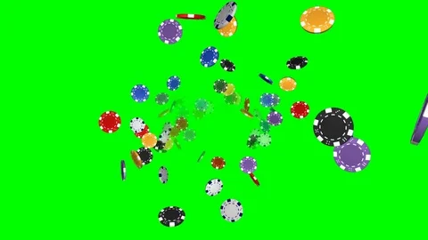 Casino chips on green screen – loop Stock Footage 75335829