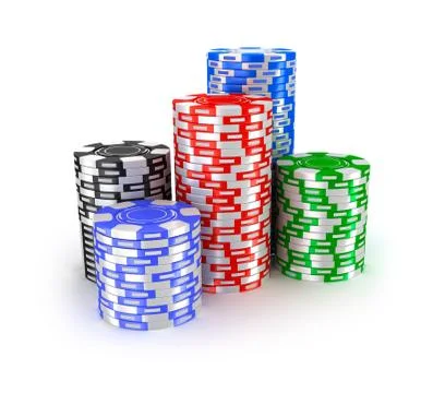 Casino chips in piles Stock Illustration