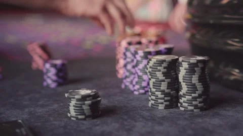 Casino chips at the poker table close up Stock Footage 247279652