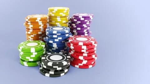 Casino chips on purple background. D illustration Stock Illustration