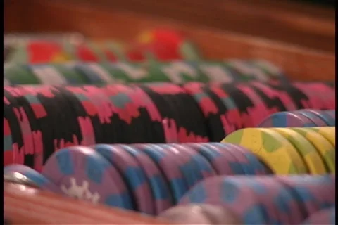 Casino chips on rack Stock Footage 109073
