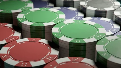 Casino chips stacked in a row Stock Footage 77296326