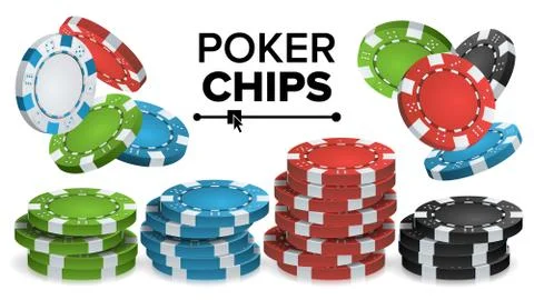 Casino Chips Stacks Vector. 3D Realistic. Colored Poker Game Chips Sign Stock Illustration