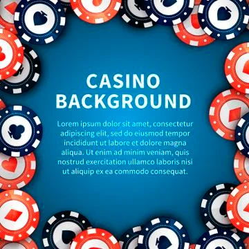 Casino chips on table, background with text template Stock Illustration