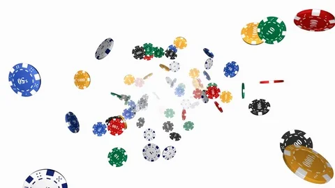 Casino chips on white background - loop, alpha channel Stock Footage 74981862