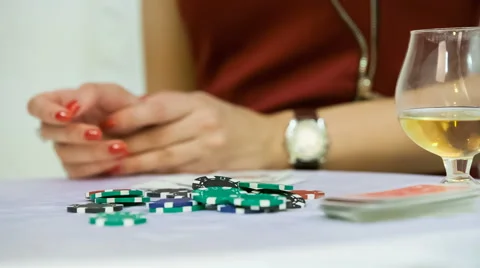 Casino chips on white table Stock Footage 66363309