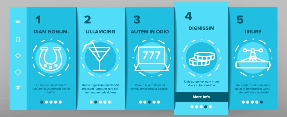 Casino Color Play Elements Vector Onboarding Stock Illustration