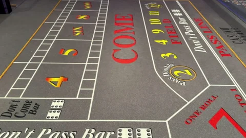 Casino craps table for rolling the dice, betting and gambling, cruise ship bets Stock Footage 311454168