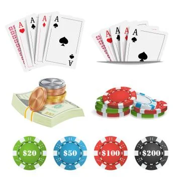 Casino Design Elements Vector. Poker Cards, Chips, Playing Gambling Cards. Lucky イラスト素材