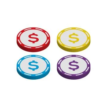 Casino dollar chips 3d. Vector icon template Stock Illustration