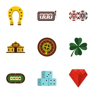 Casino elements icons set, flat style イラスト素材