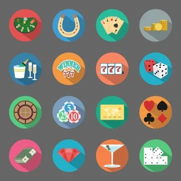 Casino flat icons set Stock Illustration