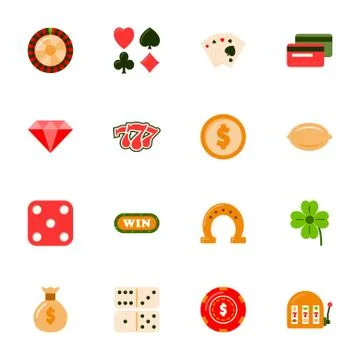 Casino flat icons set Stock Illustration