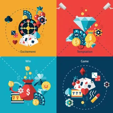 Casino Flat Set Stock Illustration