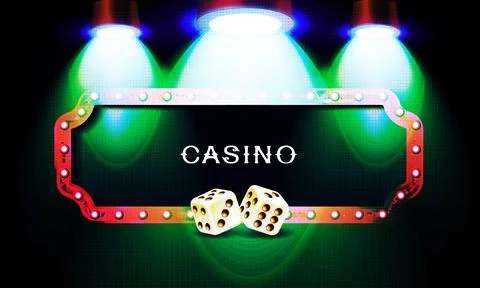 Casino frame label, falling ribbons winner Stock Illustration