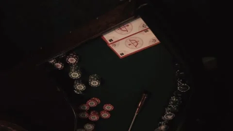Casino frame, poker table, chips and cards Stock Footage 133357261