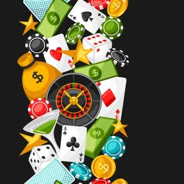 Casino gambling seamless pattern with game objects イラスト素材