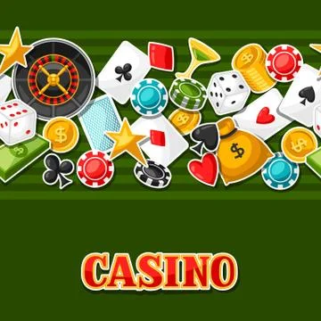 Casino gambling seamless pattern with game sticker objects イラスト素材