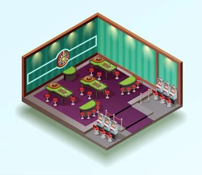 Casino Hall Isometric Interior Stock Illustration
