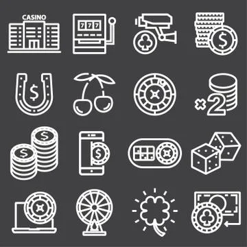Casino icon set. Vector outline pictograms Illustrazione stock