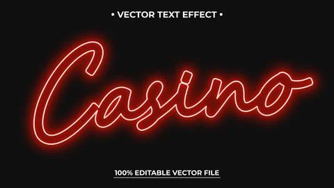 Casino Neon light text effect editable text Stock Illustration