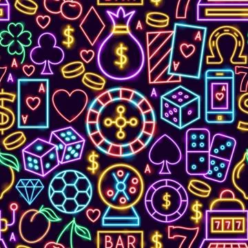 Casino Neon Seamless Pattern イラスト素材