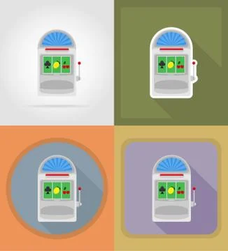 Casino objects and equipment flat icons illustration Illustrazione stock