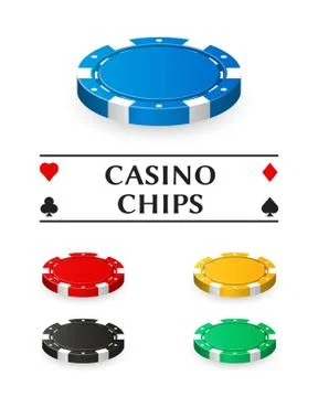 Casino plastic chips set, isolated on white Illustrazione stock