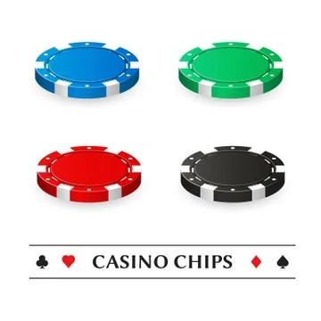 Casino plastic chips set, isolated on white Illustrazione stock