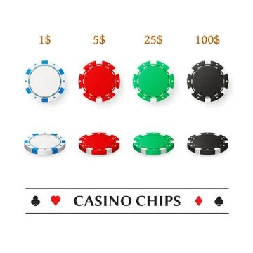 Casino plastic chips set, isolated on white Stock Illustration