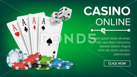 Casino Poker Design Vector. Casino Theme Fortune Background Concept. Poker Cards Stock Illustration