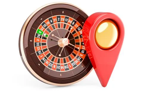Casino roulette with map pointer. 3D rendering Stock Illustration