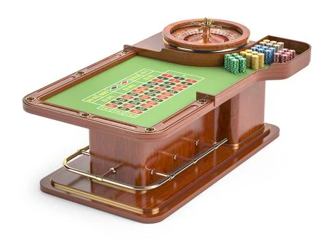 Casino roulette table with chips isolated on white. Stock Illustration