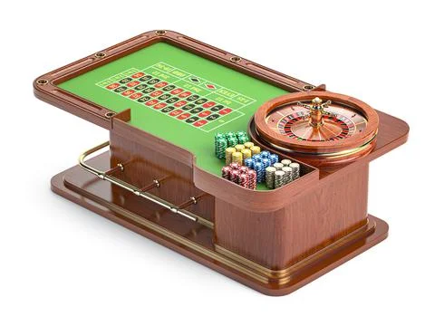 Casino roulette table with chips isolated on white. 3d illustration Stock Photos