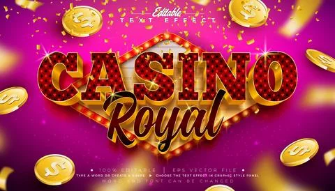 Casino Royal 3D Text Effect Design Editable Vector Graphic Style with Shado.. Stock Illustration