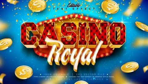 Casino Royal 3D Text Effect Design Editable Vector Graphic Style with Shadow  Stock Illustration