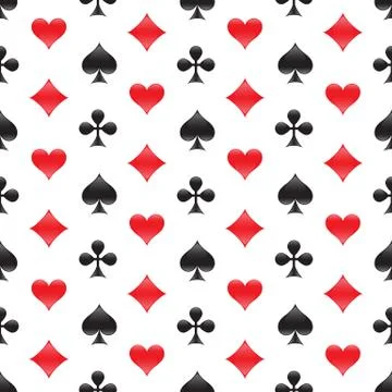 Casino seamless pattern with card suits. Vector illustration. Stock Illustration