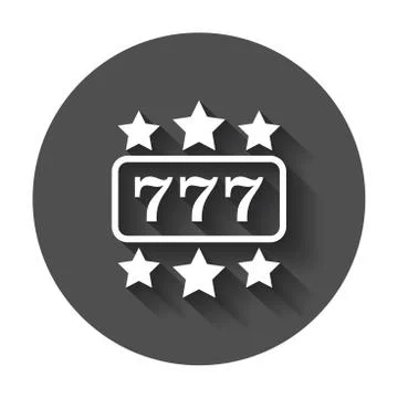 Casino slot machine flat vector icon. 777 jackpot illustration pictogram on b Illustrazione stock