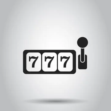 Casino slot machine flat vector icon. 777 jackpot illustration pictogram. Bus Stock Illustration