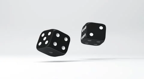 Casino theme. Composition of two black dices on light background, 3d Illustrazione stock