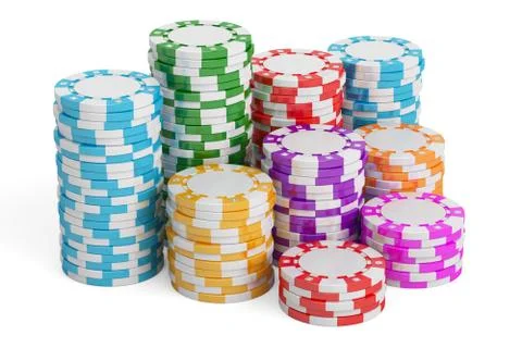 Casino Tokens, 3D rendering 库存插图