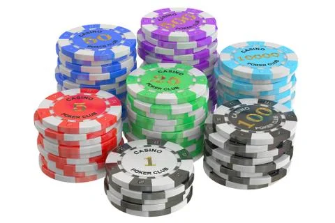 Casino Tokens stack, 3D rendering Stock Illustration