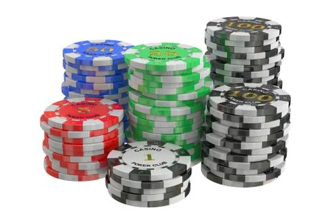 Casino Tokens stack, 3D rendering Stock Illustration