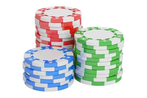 Casino Tokens stack closeup, 3D rendering Stock Illustration