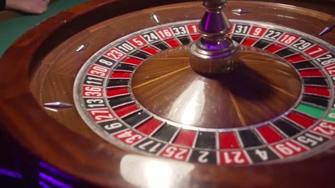 Casino Wheel In Motion. Dramatic Slowmotion Captures Chips Resting While Stock-Footage 336449806