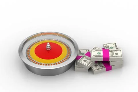 Casino wheels with currency notes Free Stock Illustration