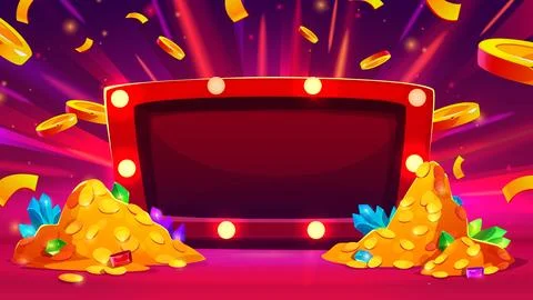 Casino win banner with empty frame and money Stock Illustration