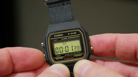 Casio digital watch stopwatch starting Stock Footage 144645677