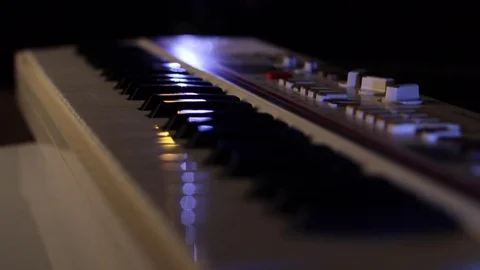 Casio organ under light Stock Footage 81017280