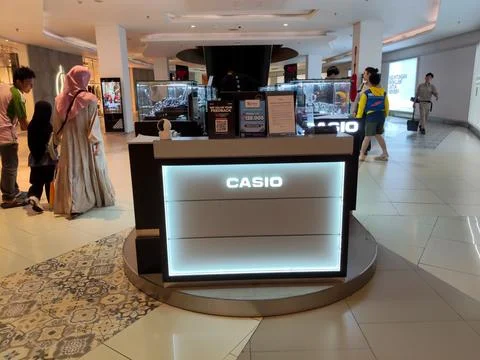 Casio Watch Display Rack in Modern Shopping Center Stock Photos